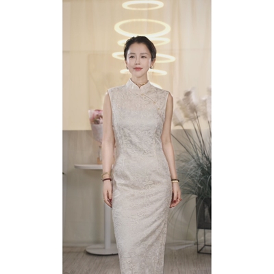 气质无袖旗袍连衣裙女显瘦高级