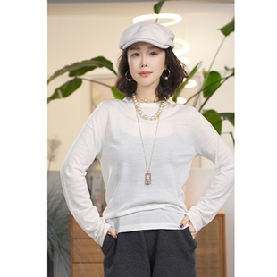 Y【叭哒不惑】素描 扬子纱J细羊毛宽松纯色打底衫女秋冬气质百搭