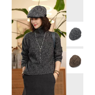 Y【叭哒不惑】 绵羊毛报童帽前进帽子女时尚百搭显脸小画家帽