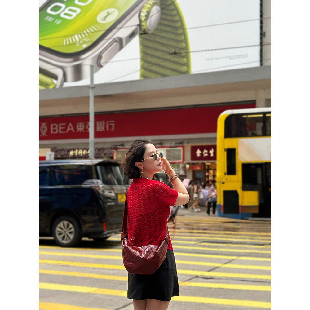 Y【叭哒不惑】杜鹃 和纸亚麻镂空翻领短袖T恤女时尚百搭上衣