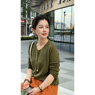 Y【叭哒不惑】羊绒羊毛莱赛尔简约时尚百搭圆领长袖休闲针织衫