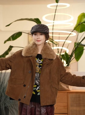 X【叭哒不惑】话事人 牛皮鹅绒山羊绒毛领羽绒服女时尚高级感外套