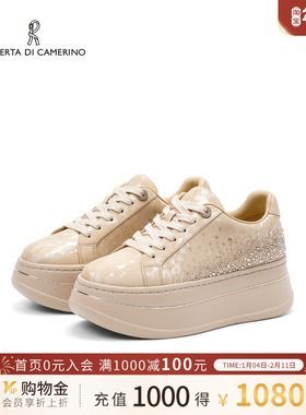 诺贝达新款水钻休闲板鞋厚底增高女鞋时尚百搭休闲鞋RCA256006