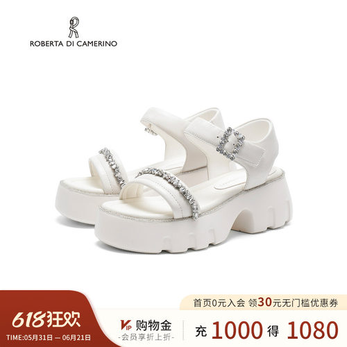 诺贝达新款时尚凉鞋2026夏季休闲厚底水钻气质沙滩女鞋RM265903