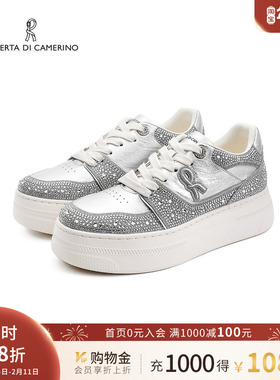 诺贝达2025春季新款女鞋子舒适水钻运动休闲鞋增高百搭RWCS250106