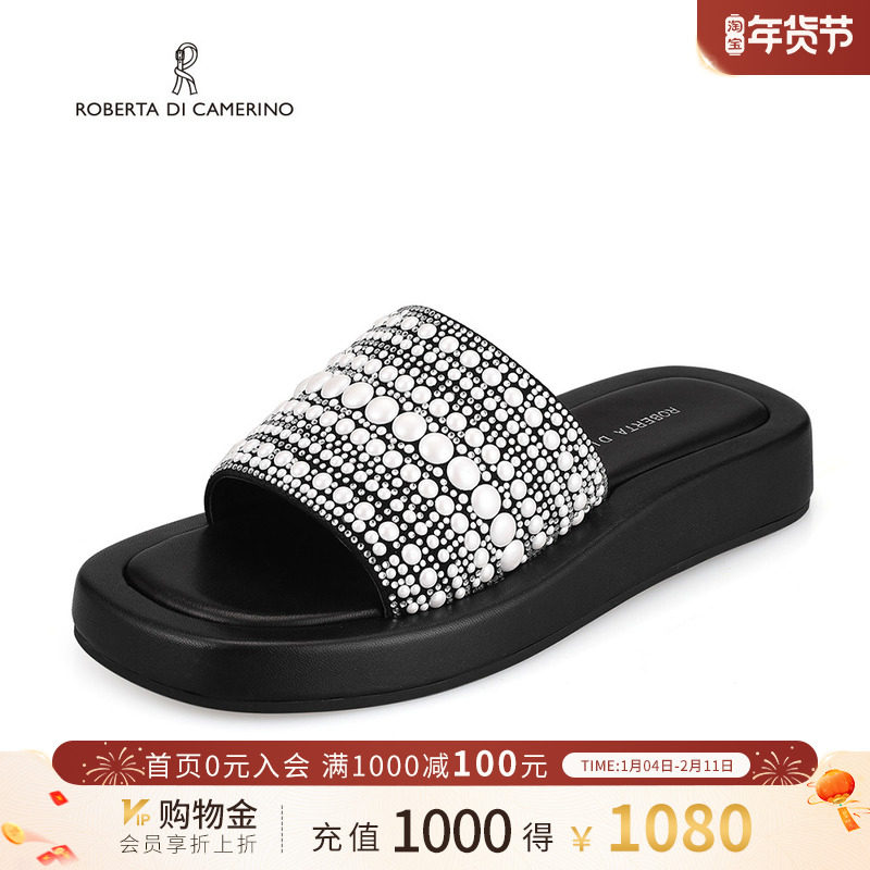 诺贝达拖鞋女款夏季外穿舒适平底一字拖鞋时尚休闲凉鞋RM228015,女鞋,一字拖,淘宝优惠券,粉丝福利购,淘宝优惠卷