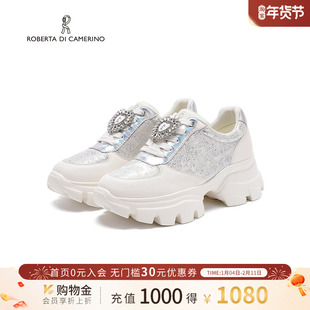 诺贝达闪钻幻彩老爹鞋新款增高运动休闲鞋厚底透气女鞋RCL256007