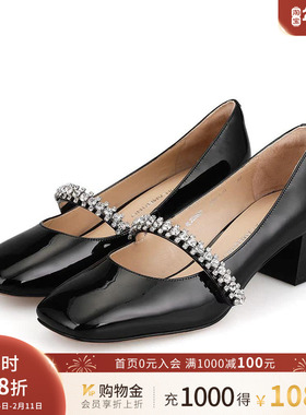 Roberta诺贝达女鞋复古玛丽珍方头舒适中粗跟单鞋子RL228801