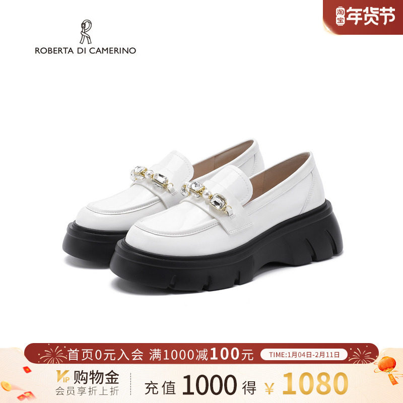 诺贝达新款水钻乐福鞋秋日特调厚底小皮鞋通勤单鞋女鞋RL258201,女鞋,乐福鞋（豆豆鞋）,淘宝优惠券,粉丝福利购,淘宝优惠卷