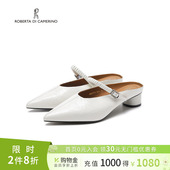 凉鞋 尖头褶皱粗跟包头百搭后空时装 RWM250104 新款 诺贝达2025夏季