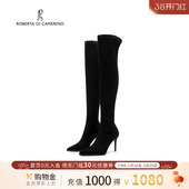 过膝长筒靴尖头细跟显瘦女靴RA254321 新品 诺贝达过膝时装 靴冬季