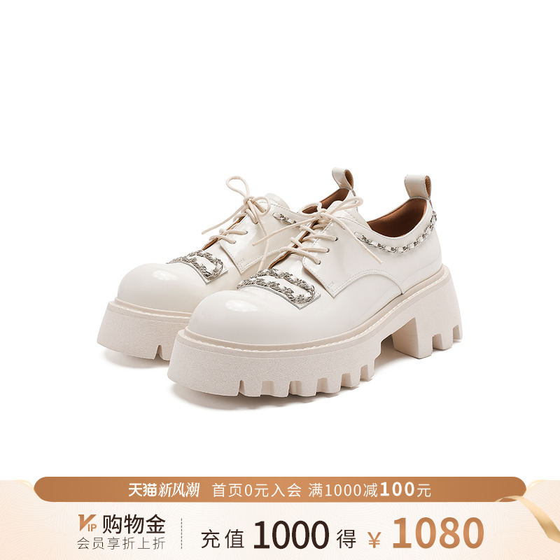 诺贝达松糕底英伦水钻小皮鞋