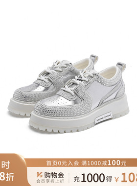 诺贝达女鞋秋款厚底休闲鞋拼接水钻板鞋时尚板鞋休闲鞋RWC230110