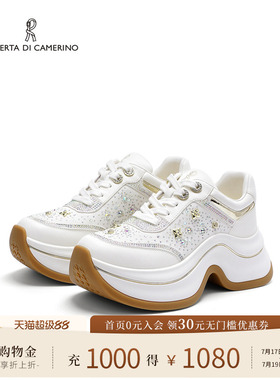 诺贝达2025新款老爹鞋厚底增高水钻休闲鞋百搭通勤女鞋RCS266002