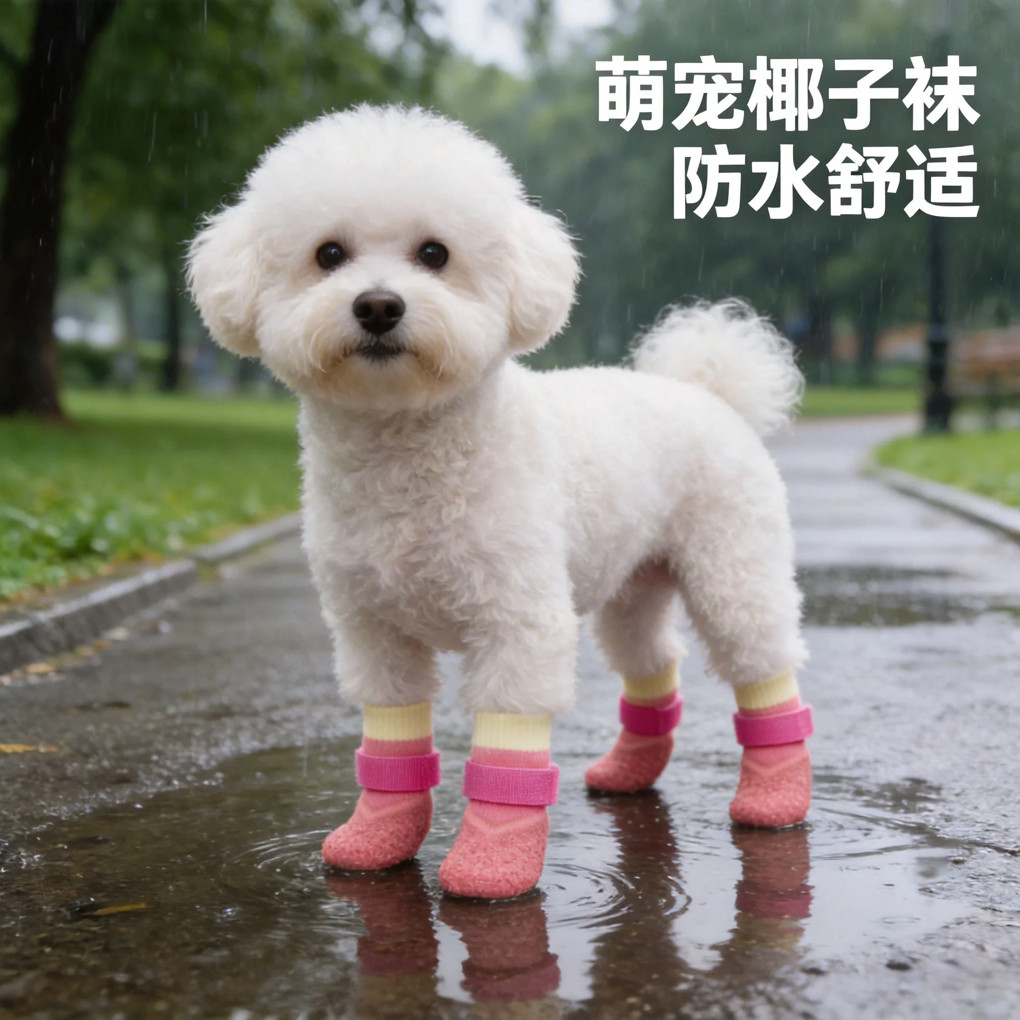 狗狗防水鞋袜外出鞋子防脏脚套宠物防滑狗鞋套比熊遛狗甩不掉袜子