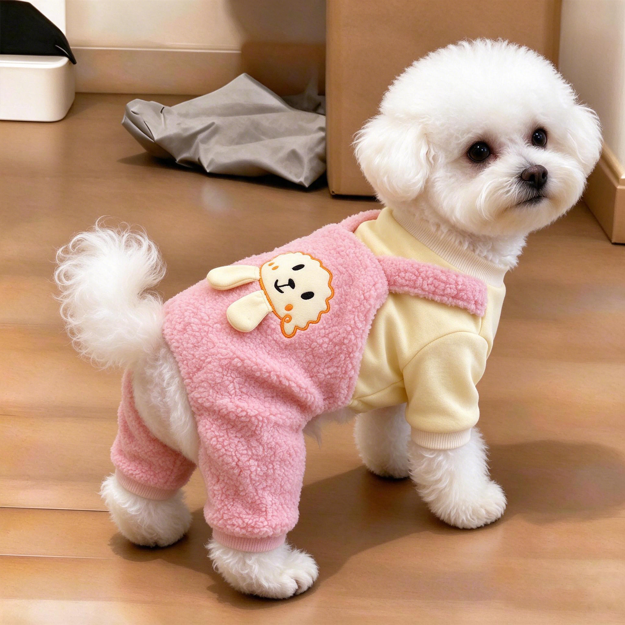 狗狗衣服秋冬款加绒加厚中小型犬比熊柯基泰迪宠物保暖四脚背带裤