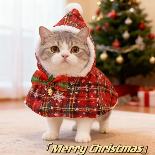 Рождественский клетчатый плащ с капюшоном для домашних животных, одежда для собак, Тедди Рэгдолл, теплый плащ для маленьких собак и кошек