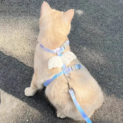 猫咪牵引绳工字型可调节防挣脱遛猫绳猫猫外出专用宠物布偶胸背带