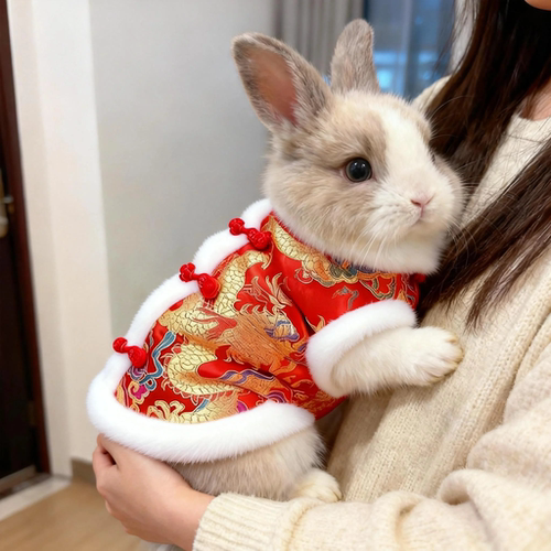 兔子衣服秋冬款保暖棉袄侏儒兔安哥拉兔荷兰猪小猫咪喜庆新年龙装