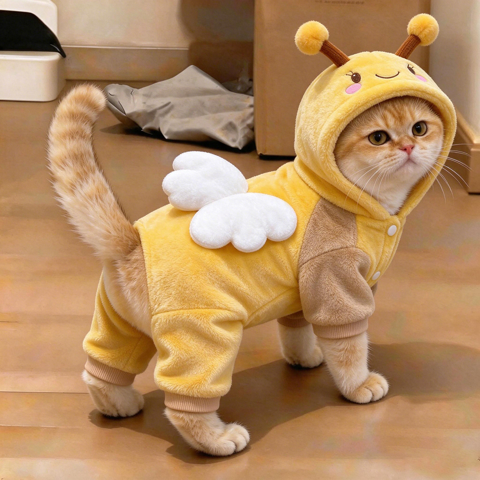 猫咪衣服秋冬加绒保暖宠物服装2026新款狗狗四脚衣可爱蜜蜂变身装