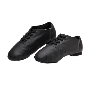 男女皮教师鞋带跟舞蹈鞋软底练功鞋民族舞瑜伽肚皮鞋芭蕾舞鞋黑红