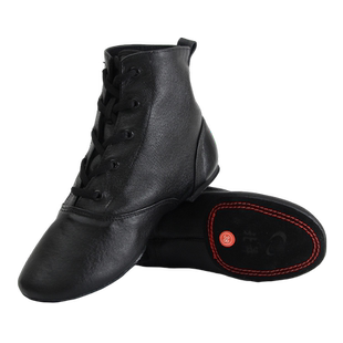 北舞黑色高帮真皮芭蕾舞鞋大底爵士民族舞蹈鞋教师鞋软底女肚皮舞