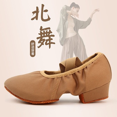 鞋女芭蕾舞北舞教师鞋帆布成人