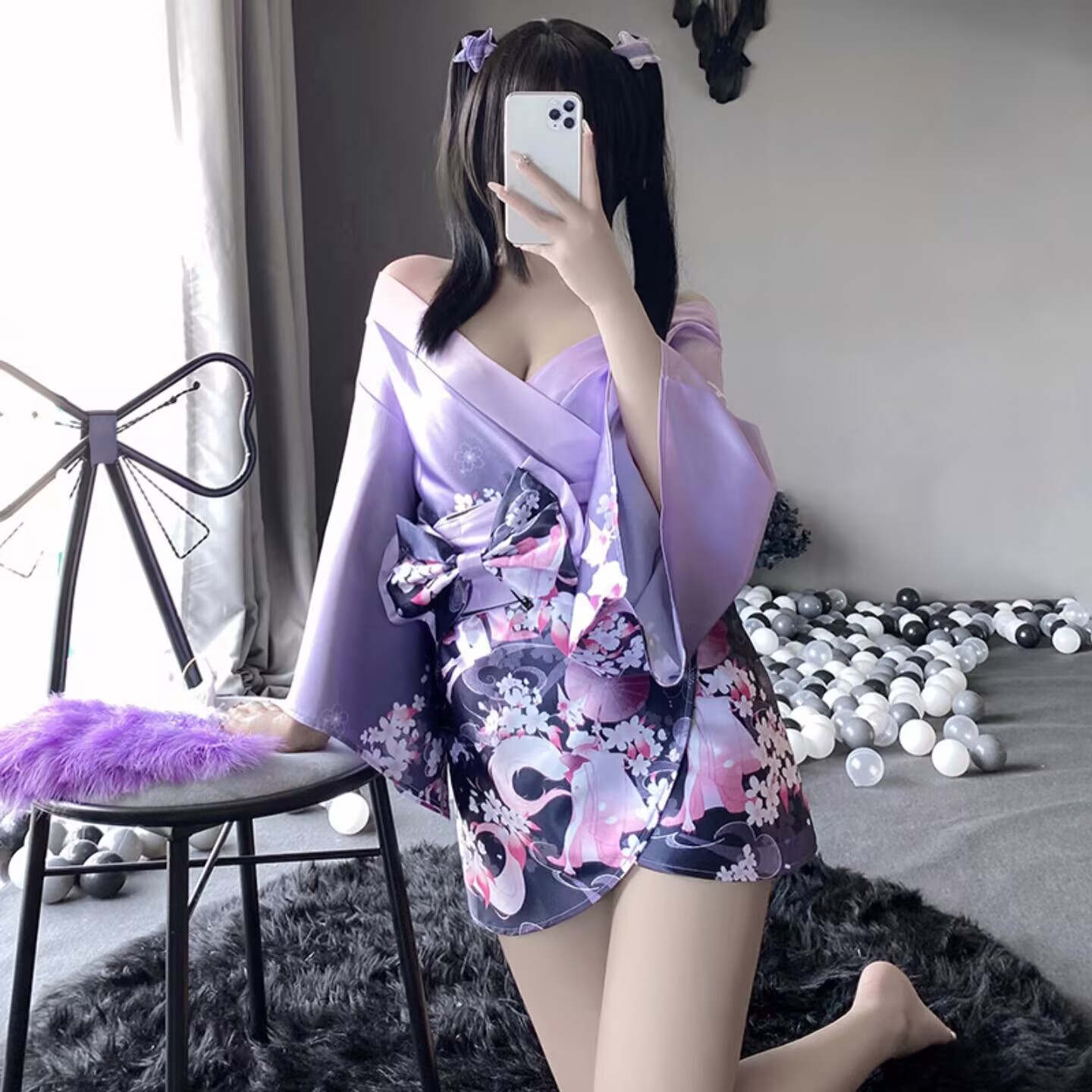 性感开襟和服日系内衣qqny套装女