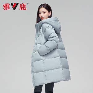 雅鹿2022新款羽绒服女冬季中长款时尚连帽加厚鸭绒外套