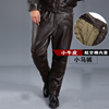 genuine leather Leather pants Plush thickening Top layer leather motorcycle Riding Leather pants Middle and old age Easy Riding breeches With cotton