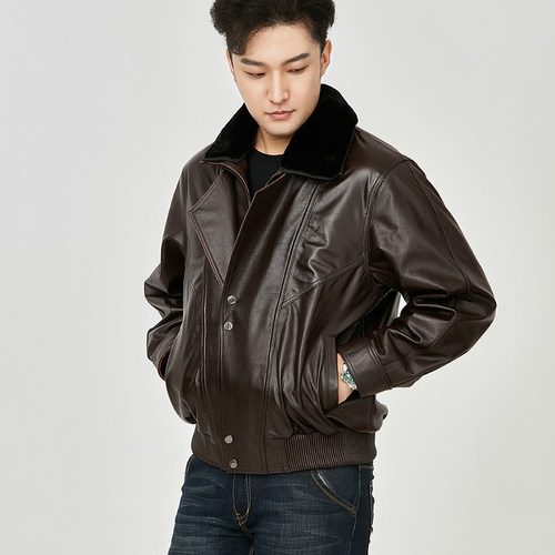 进口牛皮皮衣皮毛一体内胆