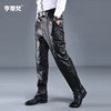 genuine leather Leather pants middle age Pants winter Paige trousers Easy motorcycle Large Straight Leather pants