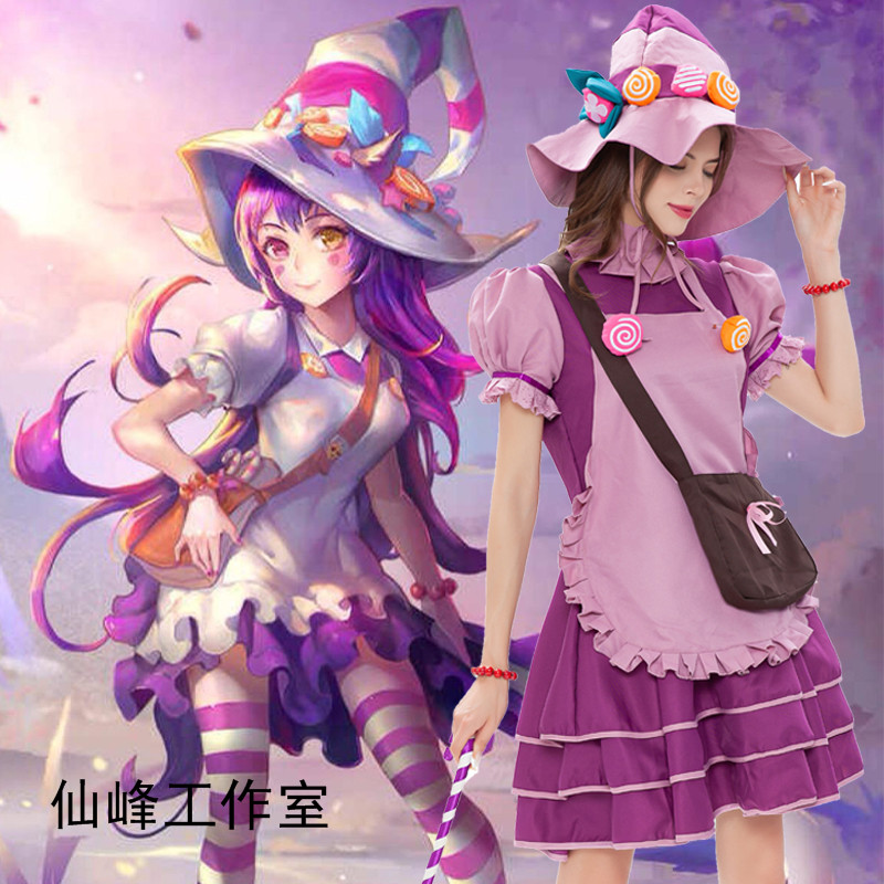 万圣节新款巫婆服装cosplay糖果女巫化妆舞会表演服角色扮演衣服