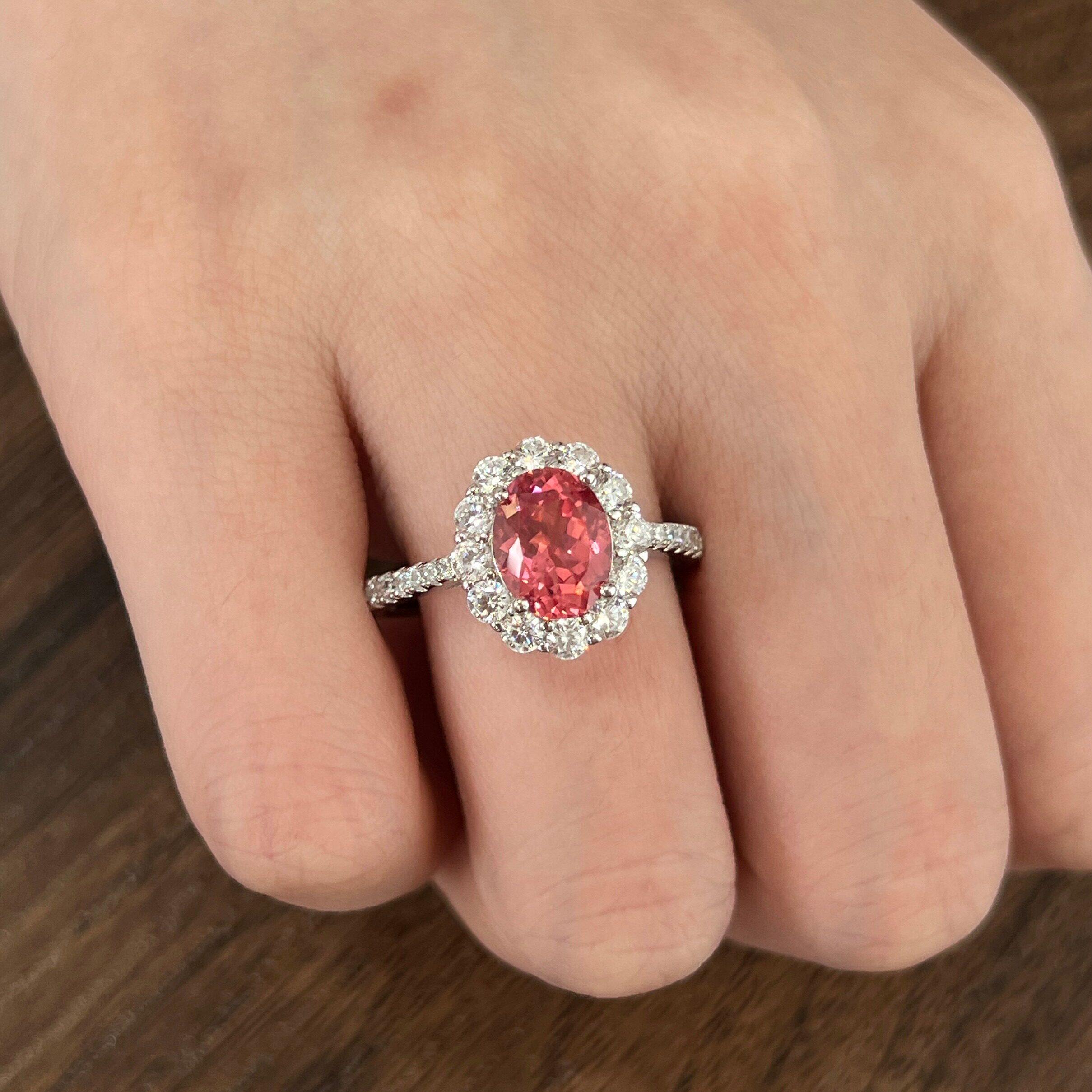 培育帕帕拉恰S925纯银戒指2.4ct