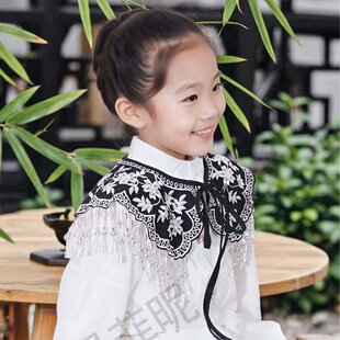 苖铃大童刺绣民族风花纹假领子女百搭披肩马面裙斗篷装饰中国风