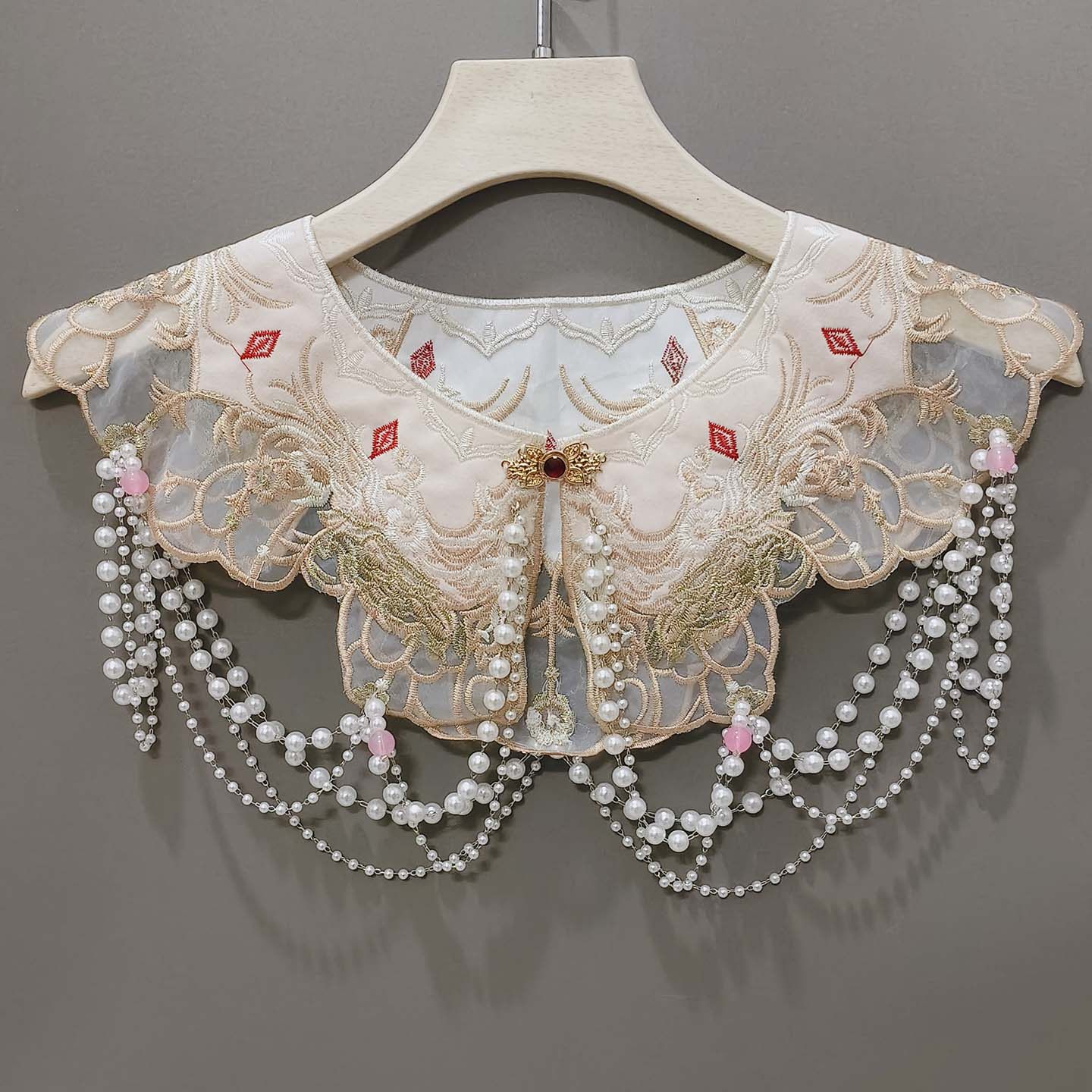 云肩学士服毕业服粉色假领子女百搭古风马面裙刺绣新中式外搭披肩,服饰配件/皮带/帽子/围巾,假领,淘宝优惠券,粉丝福利购,淘宝优惠卷