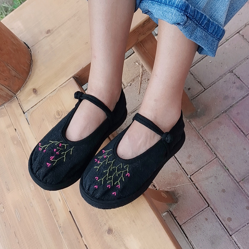 秋季盘扣手工中国风复古绣花布鞋