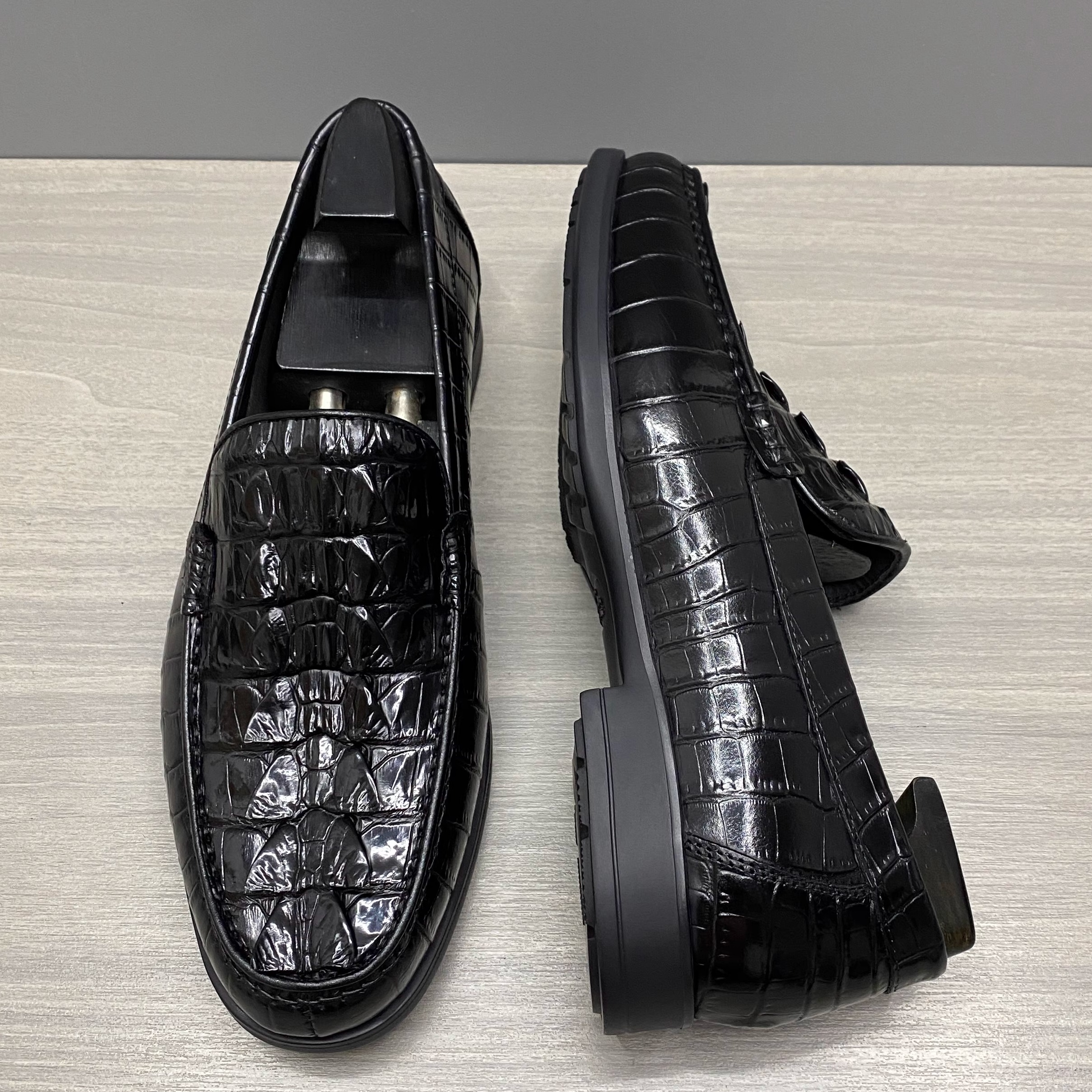 鳄鱼皮商务休闲皮鞋男时尚乐福鞋