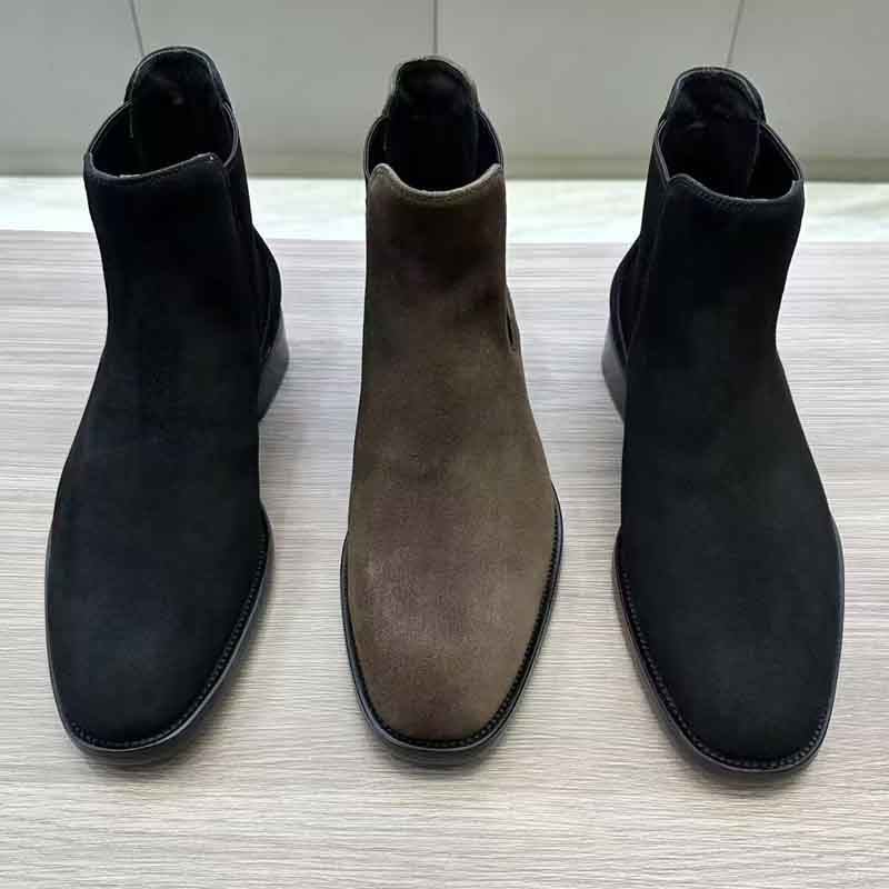 切尔西靴翻毛皮牛皮高帮靴手工