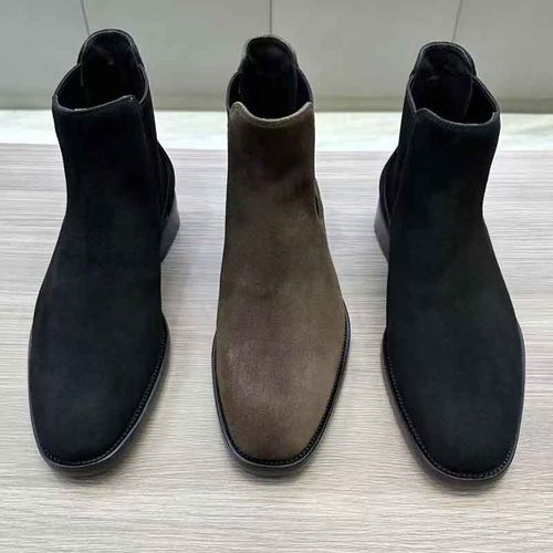 切尔西靴翻毛皮牛皮高帮靴手工