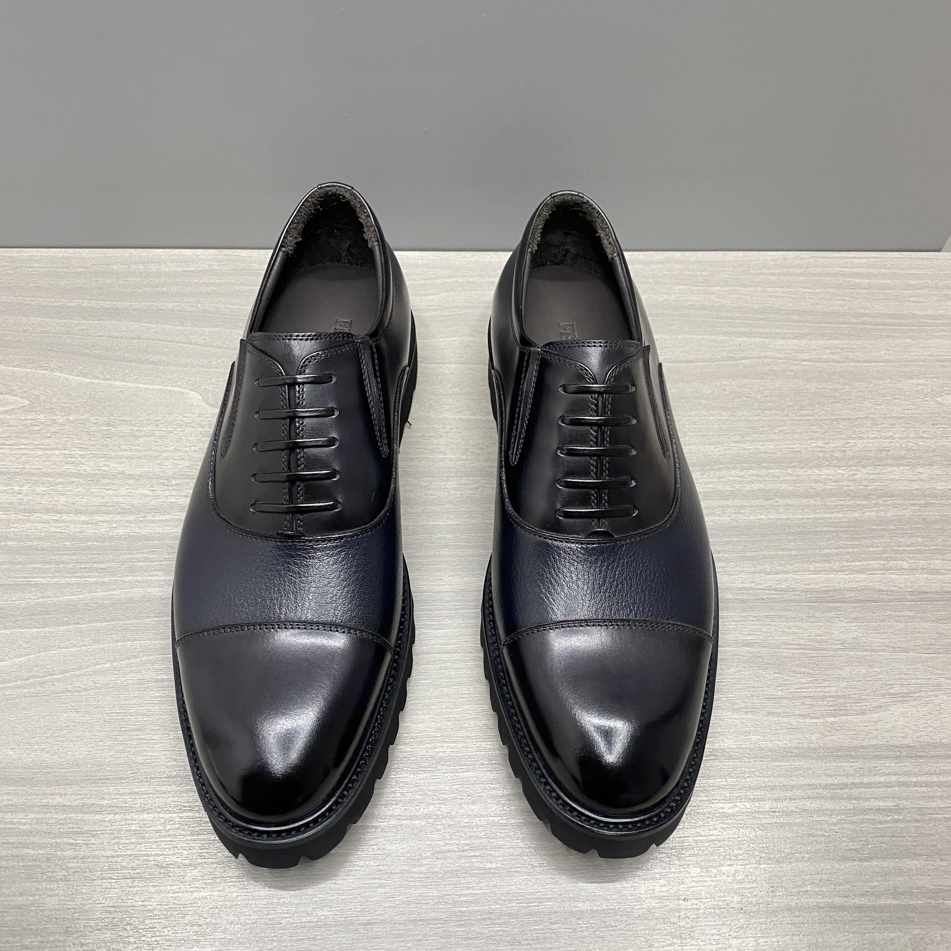 鹿皮加牛皮三接头商务正装皮鞋男