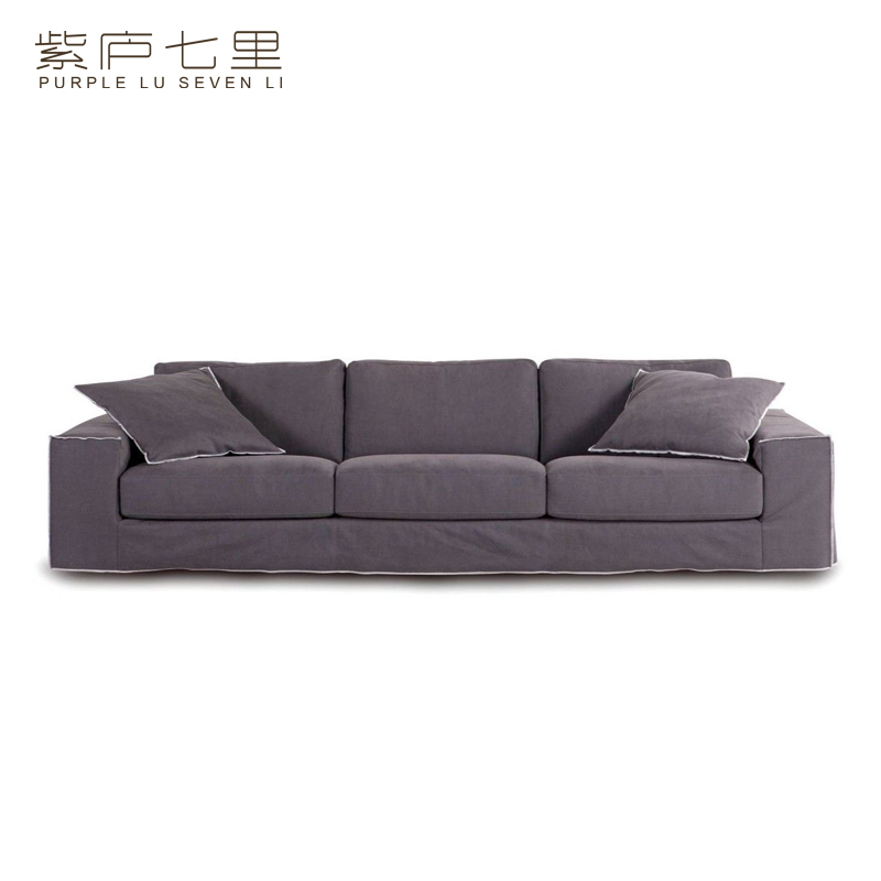北欧轻奢样板间客厅休息区ARDARA/ 阿达拉直排布艺休闲沙发
