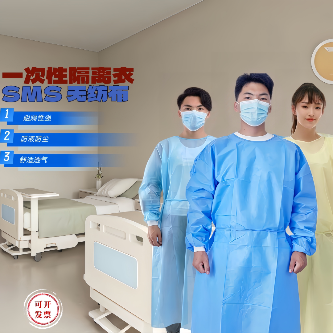 一次性无纺布隔离衣防护服无尘透气淋膜防水服口腔美容SMS反穿衣