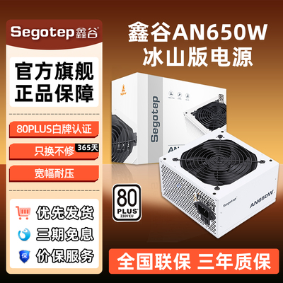 鑫谷电源AN650W冰山版白色电脑电源台式机550W主机电源750W