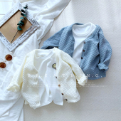 纯色开衫 韩版 毛衣外套儿童针织上衣 活动前价45微瑕无售后 清仓