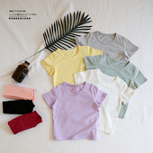 好穿宝宝纯棉薄款 纯色T恤 男女儿童圆领短袖 薄款 夏款 上衣透气舒适