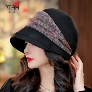 布塔帽子羊毛呢帽子女秋冬季渔夫帽显脸小贝雷帽包头帽PT0797