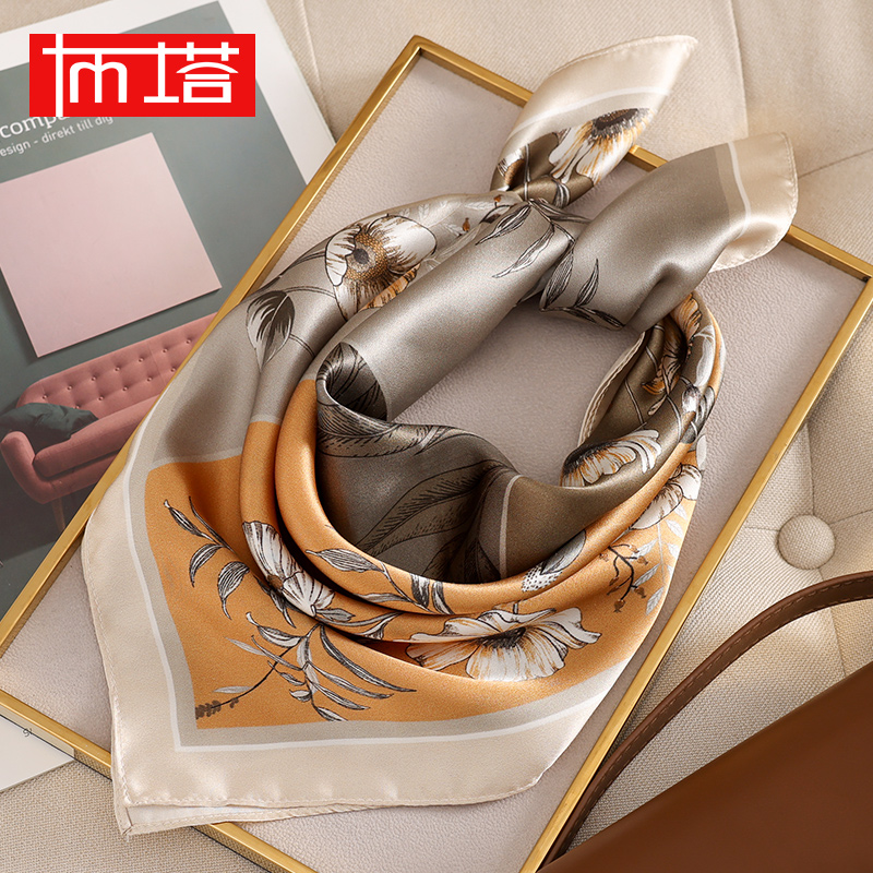 布塔小方巾女真丝丝巾14姆米素绉缎100%桑蚕丝空姐白领巾丝绸围巾