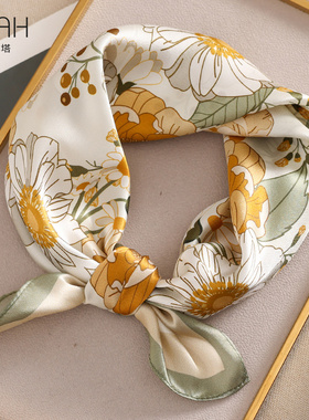 布塔时尚真丝丝巾女小方巾春秋桑蚕丝夏季防晒女围巾护颈围巾装饰