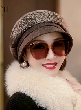 布塔秋冬羊毛贝雷帽女士英伦复古画家帽蓓蕾帽轻奢鸭舌帽子PT0803